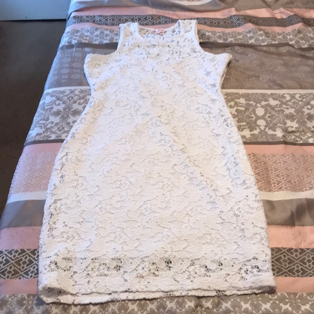 White lace shirt dress